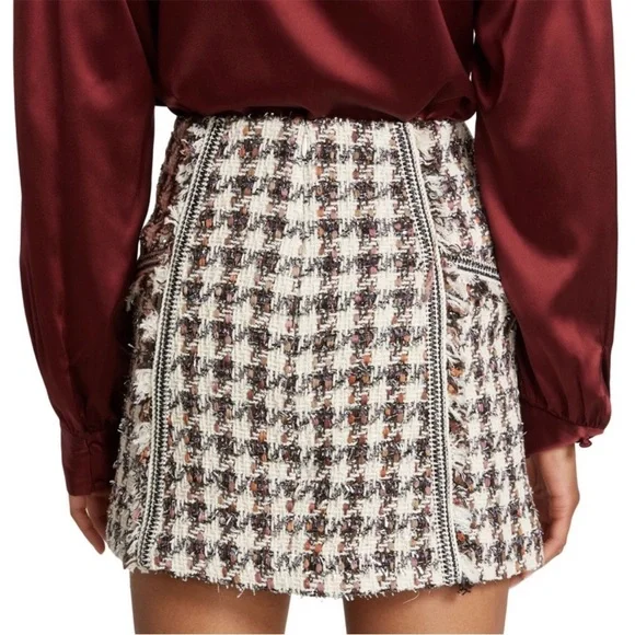 VERONICA BEARD STARK TWEED MINI SKIRT Houndstooth-patterned SIZE 4 - Picture 2 of 13